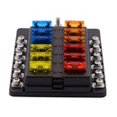 iMars 12 Way Fuse Box 12V 32V Circuit Standard Blade Block Holder Kit Car Caravan