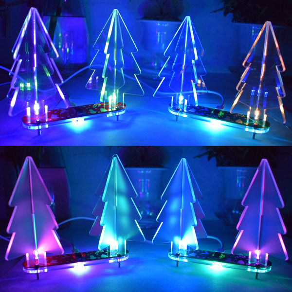 Geekcreit DIY Full Color Changing LED Acrylic 3D Christmas Tree Electronic Learning Kit