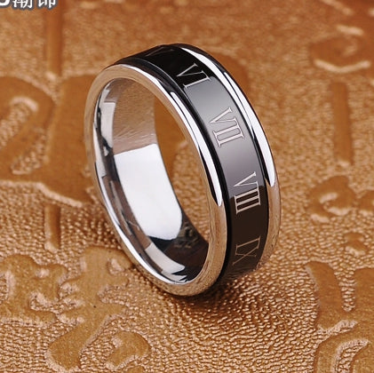 Roman Numerals Rotatable Stainless Steel Men Ring Retro Jewelry Gift