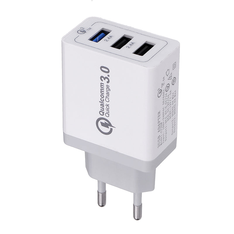 EU 30W QC 3.0 3 USB Ports Charger Power Adapter for Tablet Smartphone
