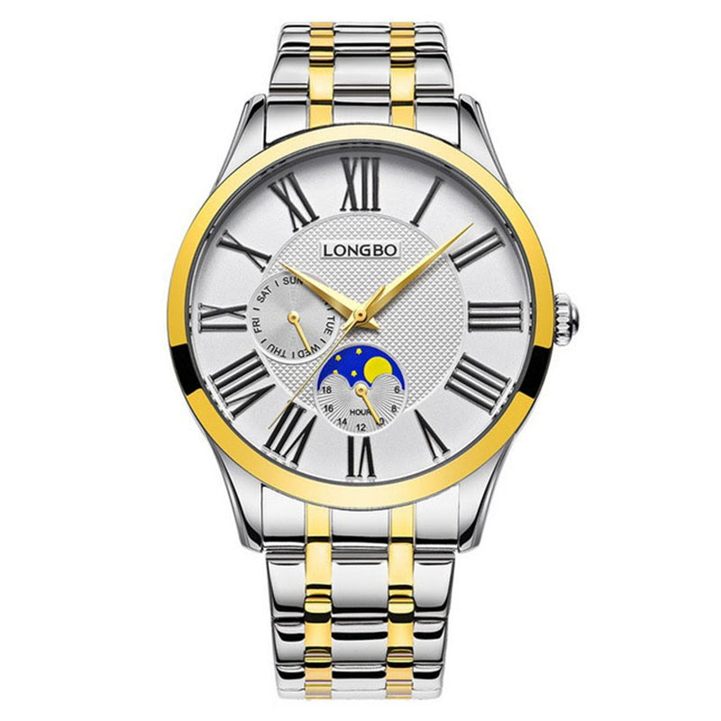 LONGBO 5013 Fashion Calendar Quartz Watches Full Steel Couple Wrist Watch