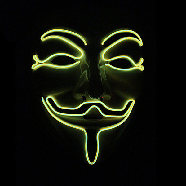 Halloween V-Vendetta Mask LED Luminous Flashing Face Mask Party Masks Light Up Dance Halloween Cospl
