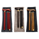 Folding 3-Section Climbing Sticks Walking Stick Adjustable Sandalwood Walking Crane Bird Head Design Grips w/ Bag