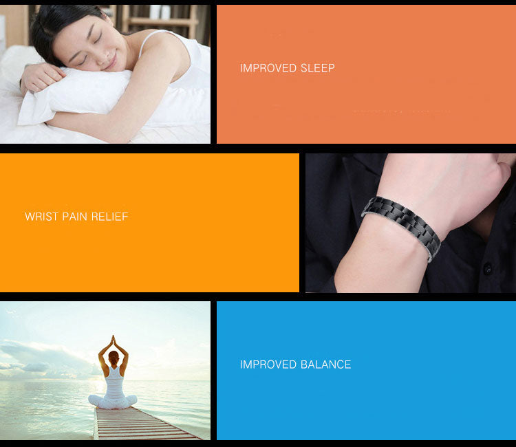 Black Stainless Steel Magnet Health Healing Men Bracelet Jewelry Gift