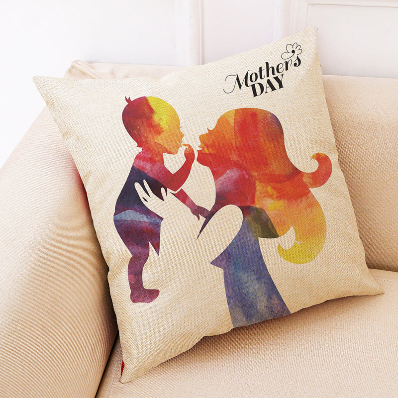 Honana Mother's Day Pattern Cotton Linen Throw Pillow Cushion Cover Car Home Sofa Decor
