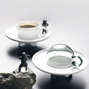 KISS KISS FISH UFO Flying Stack Cup Set Creative Fun Home Drinking Tools Ceramic Cup Set With Plate
