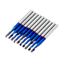 Drillpro 10pcs 3.175 Shank Blue Coated Single Flute End Mill Tungsten Carbide Spiral CNC Milling Cutter 2/2.5/3.175mm
