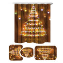 Wooden Strip Christmas Tree Bathroom Shower Curtain Non-slip Mats Toilet Cover