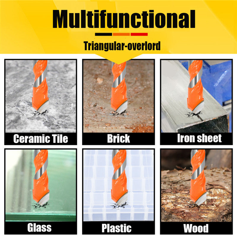 5Pcs 6/8/10/12mm Triangular-overlord Handle Multifunctional Auger Drill Bits For Tile Glass Wall Wood