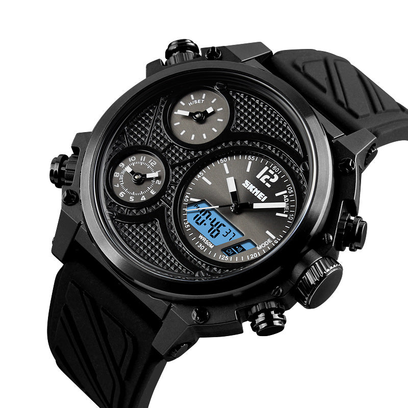 SKMEI 1359 3 Dials Dual Display Watch Chronograph Alarm Luminous Display Calendar Digital Watch
