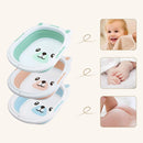 Portable Baby Bathtub Folding Basin Washbasin Collapsible Tourism Children Wash Infant Shower Baby Care Cartoon Bear Green