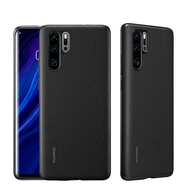 Bakeey Luxury with Original Logo Shockproof Carbon Fiber PU Leather Protective Case for Huawei P30 Pro