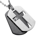 Classic Cross Pendant Necklace Stainless Steel Hang Tag Chain Necklace for Men