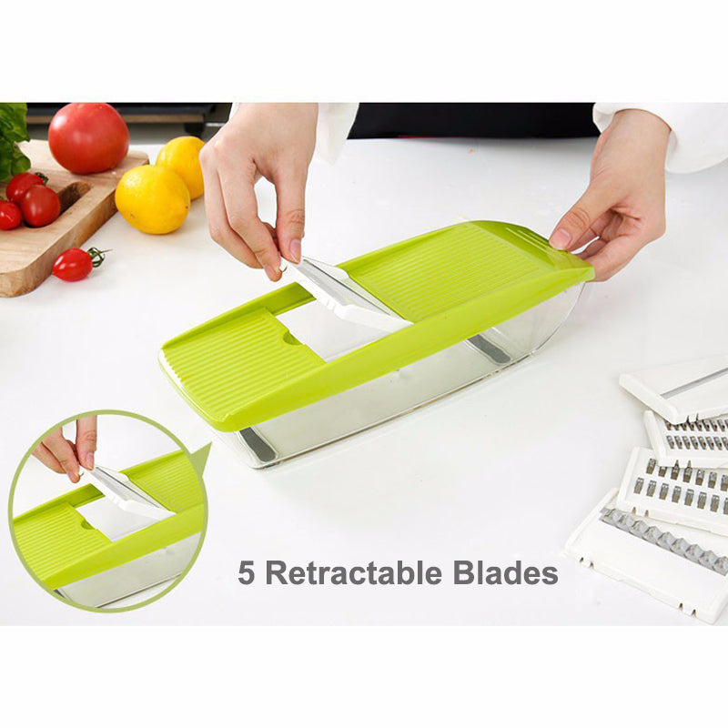 KCASA KC-MFP3 Vegetable Cutter Food Container Adjustable Mandoline Slicer 4 Interchangeable Blades
