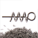 LEO 50pcs/pack 14mm 0.13g Stainless Steel Fishing Spring Probes Fishing Soft Lure Hook Connector