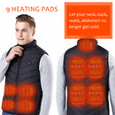 9 Heating Pads USB Electric Heated Vest Jacket Warm Body Warmer Pad Winter Thermal