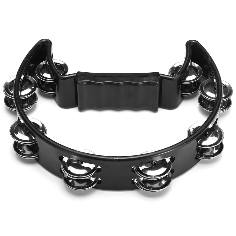 Musical Tambourine Hand Held with Double Row Metal Jingle Handle Percussion Instruments Orff Musical Instruments for Children