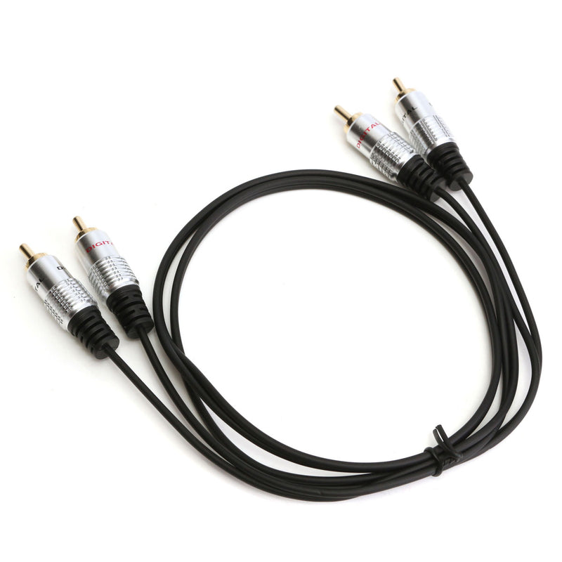 2pcs 3.5mm Aluminum Double Head RCA Audio Cable 100mm