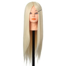 30% Blonde Real Human Hair Training Hairdressing Head Mannequin Clamp Holder