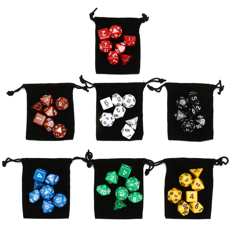 7 Set 49Pcs Polyhedral TRPG Game Dungeons And Dragons Dice DnD RPG With Bag