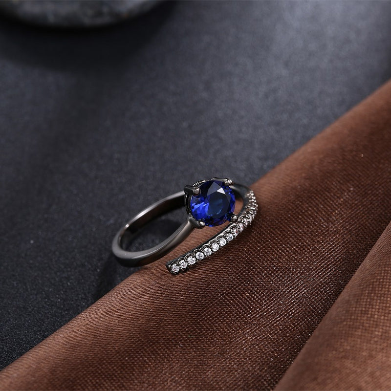 INALIS Fashion Zircon Gun Black Plated Finger Ring Jewelry Gift for Women