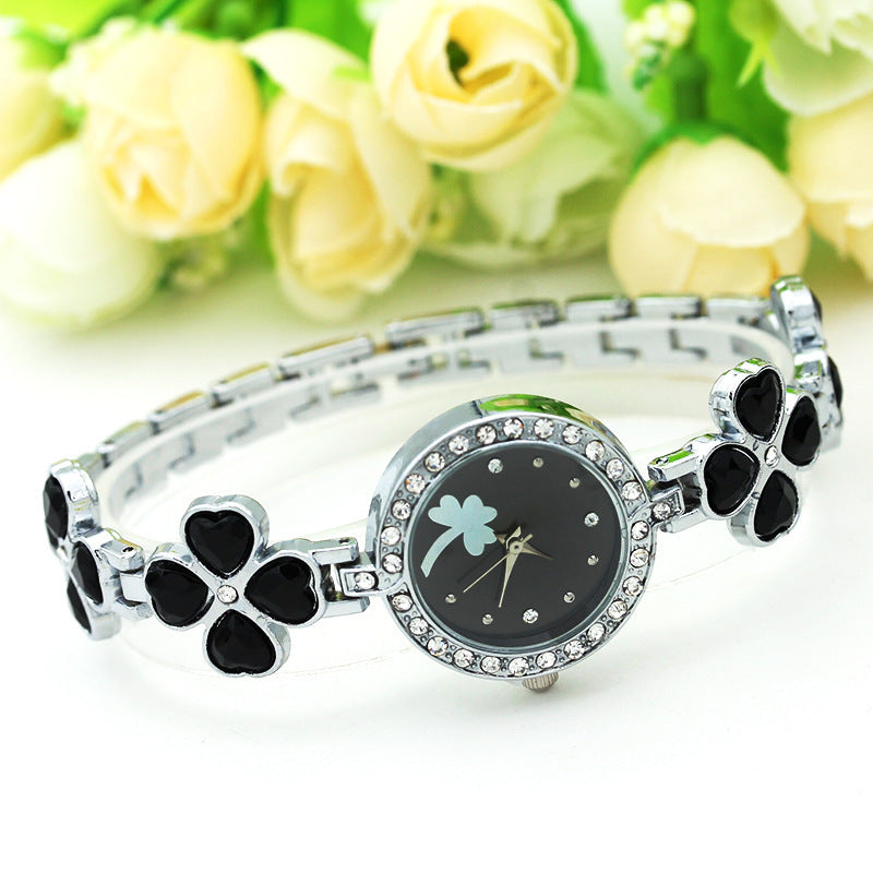 Deffrun Four-leaf Design Women Bracelet Watch Shining Style Quartz Watches
