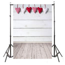 5x7FT Vinyl Valentine's Day Heart Wood Floor Photography Backdrop Background Studio Prop