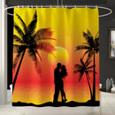 Honana 4PCS Bathroom Waterproof Shower Curtain Summer Seaside Pattern Bathroom Toilet Seat Cover Pedestal Rug Bath Mat