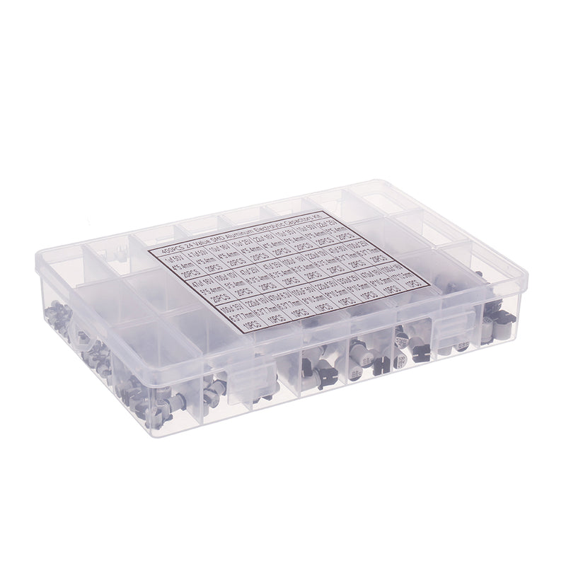 400pcs 1uF-1000uF 24 Values Assorted Kit Electrolytic Capacitor SMD Aluminum Electrolytic Capacitor