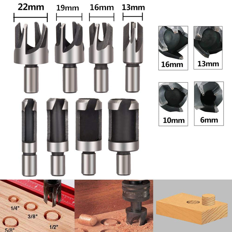 23 Pack Woodworking Chamfer Countersink Drill Bit 6pcs 1/4 Inch Hex 5 Flute 90 Degree Countersink Drill Bits 7pcs Three Pointed Countersink Drill Bit 8PCS Wood Plug Cutter Automatic Center Pin Punch
