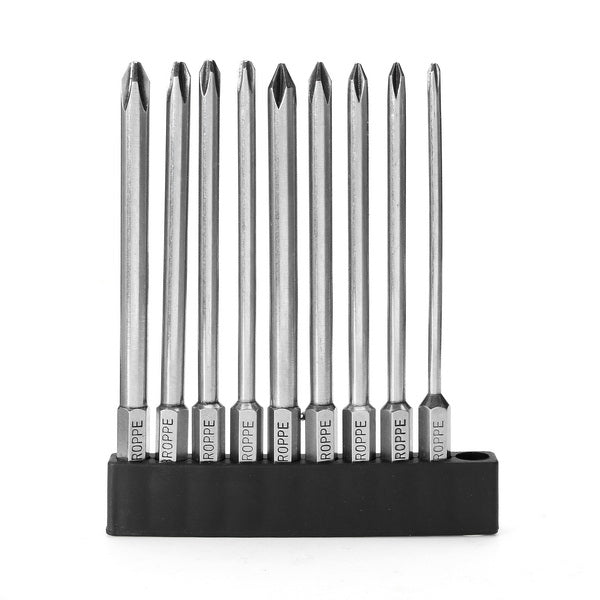 Broppe 9pcs 100mm Magnetic Long Hex Cross Head Screwdriver Bits