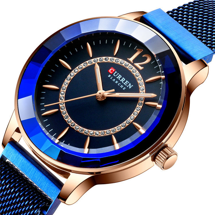 CURREN 9066 Rhinestone Fashionable Women Wrist Watch Luminous Display Quartz Watch