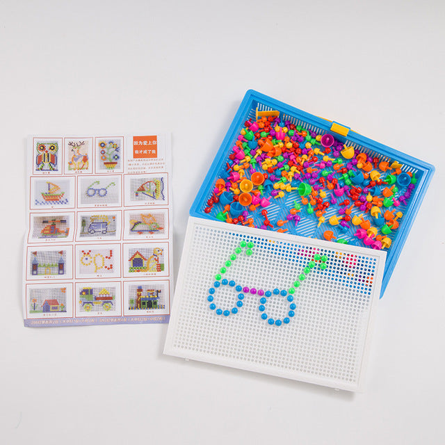 Mushroom Nail 296 Creative Children's Intelligence Combination Spell Inserting Board Toy Puzzle Building Blocks Early Education Puzzle Boxed