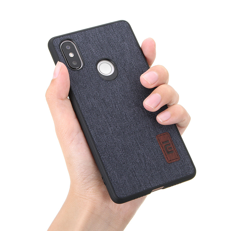 Bakeey Luxury Fabric Splice Soft Silicone Edge Shockproof Protective Case For Xiaomi Mi8 SE