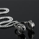 Men's Titanium Steel Earphone Shape Pendant Charm Necklace Hip-hop Accessories