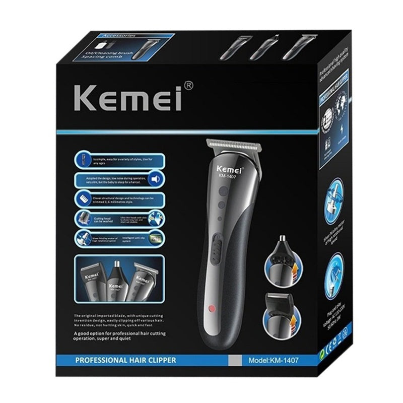 KEMEI KM-1407 Hair Clipper Electric Shaver Razor Nose Hair Trimmer Cordless Men Barber Tool