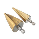 Drillpro 2pcs HSS Titanium Coated Step Cone Drill Bit 3/16-7/8 and 1/4-1-3/8 Inch Hex Shank Hole Cutter