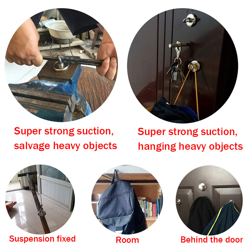 80/150/250KG Salvage Neodymium Recovery Magnet With Hook for Hunting Diving Fishing