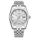 LONGBO 80435 Fashion Crystal Dial Full Steel Simple Date Display Waterproof Couple Quartz Watch