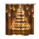 Wooden Strip Christmas Tree Bathroom Shower Curtain Non-slip Mats Toilet Cover