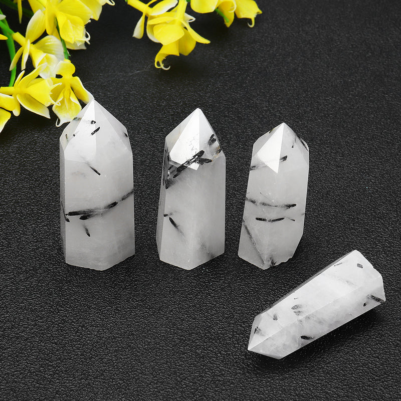 Natural White Black Natural Quartz Crystals Point Healing Rock Stone Gifts Home Decorations
