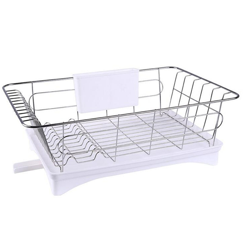 Large Stainless Steel Shelf Kitchen Storage Rack Dish Draining Tray Cutlery Holder