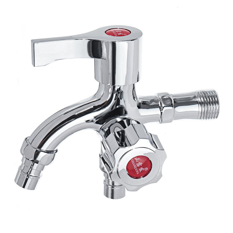 1/2 Inch Washing Machine Faucet Sink Connector Hose Tap Garden 2 Outlet With Control