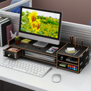 4 Colors 2 Tiers Multi-function Desktop Wooden Computer Monitor Riser Stand Laptop Screen Riser Wood Shelf Keyboard Desk Storage Rack