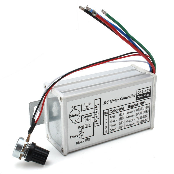 PWM DC 9V 12V 24V 48V 60V 20A Stepless Variable Speed Pulse Width Motor Speed Regulation Switch