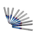 Drillpro 10pcs 0.8-3.175mm Blue NACO Coated PCB Bits Carbide Engraving Milling Cutter For CNC Tool Rotary Burrs