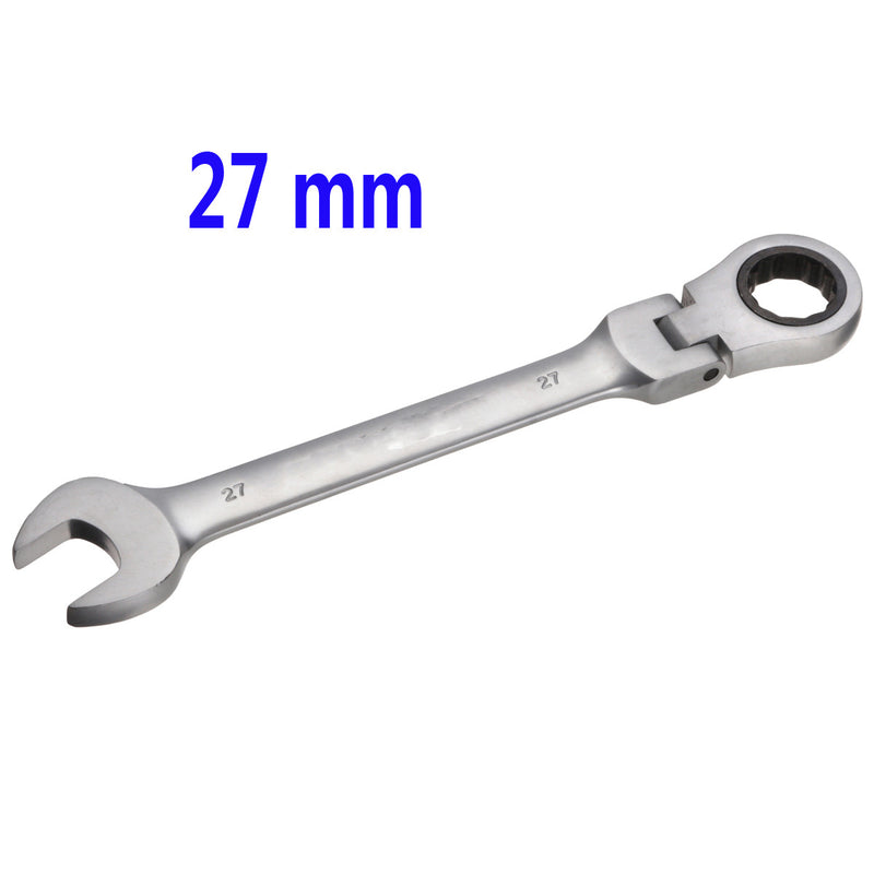 27 mm CR-V Steel Flexible Head Ratchet Wrench Metric Spanner Open End & Ring Wrenches Tool
