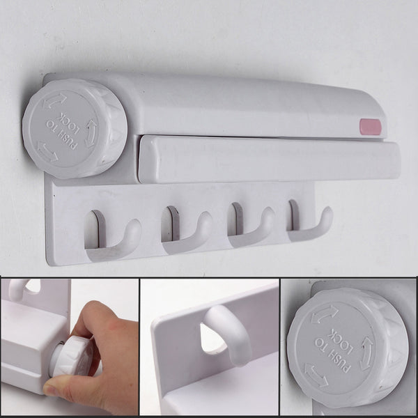 4x3.2m Wall Mounted Indoor Washing Cloth Hanger Laundry 4 Line Airer Dryer Retractable