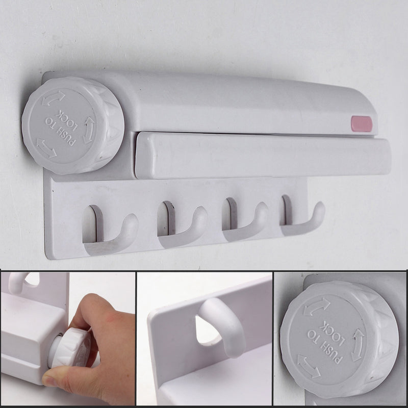 4x3.2m Wall Mounted Indoor Washing Cloth Hanger Laundry 4 Line Airer Dryer Retractable