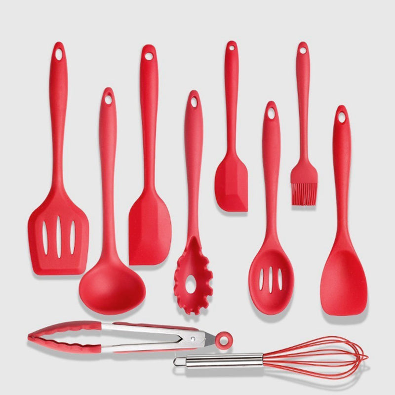10PCS Silicone Kitchen Utensils Heat Resistant Cooking Bake Spoon Tool for BBQ Non-stick Spatula Shovel